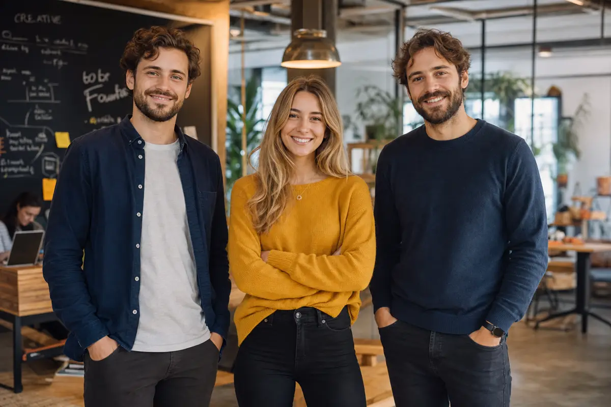 Time fundador do Lumen em espaço de trabalho